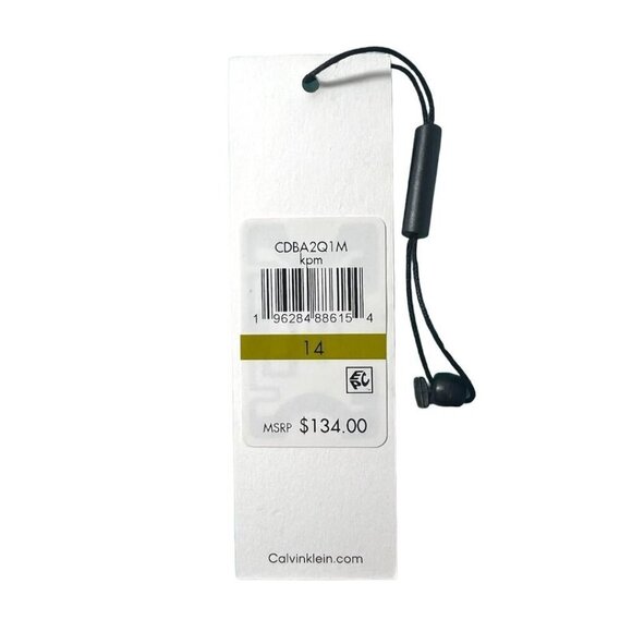 Calvin Klein Womens Blue Print Long Sleeve Drawstring Collared Dress Sz 14 New - Picture 7 of 8